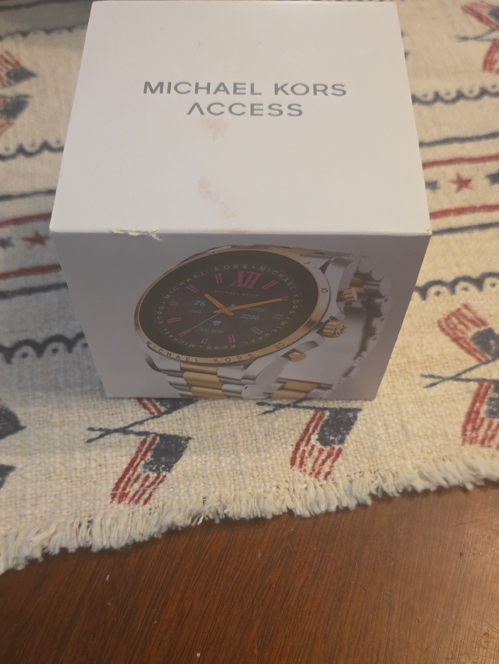 Empty BOX Michael Kors White Box with Gold & Silver Watch Image
